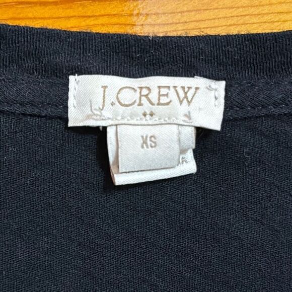 J. Crew Black Tee Shirt Lace Hem Women’s US Extra Small - Picture 2 of 4